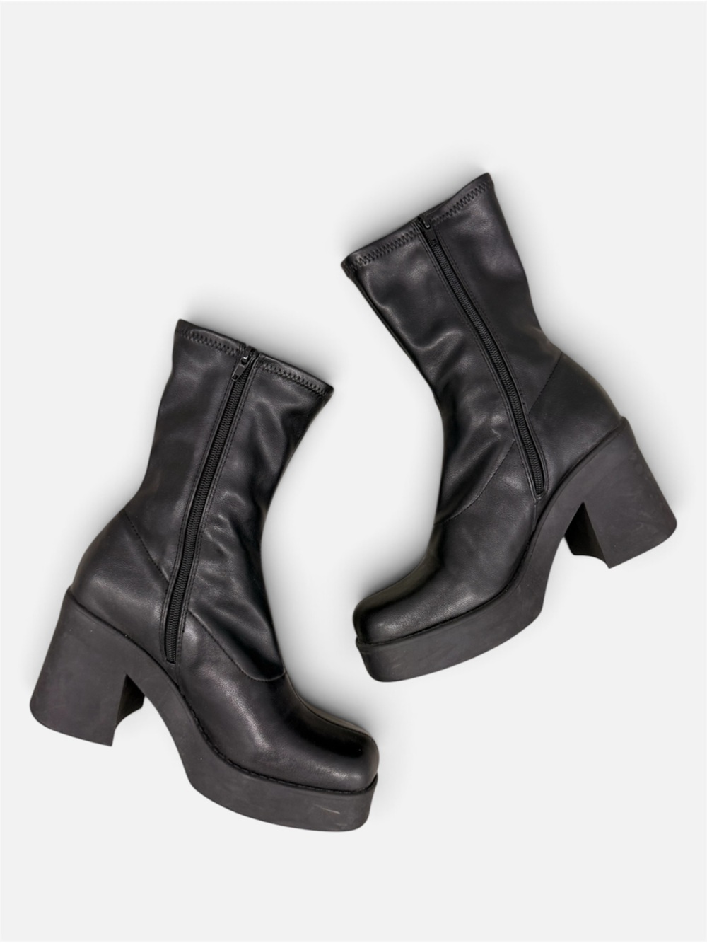 Steve Madden Black Platform Ankle Boots with Chunky Heel Y2K